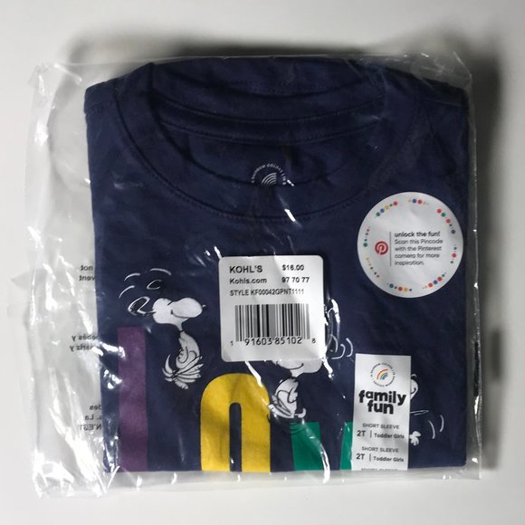 Peanuts Snoopy "Love" Graphic Tee Toddler Girl 2T NWT - Picture 2 of 3